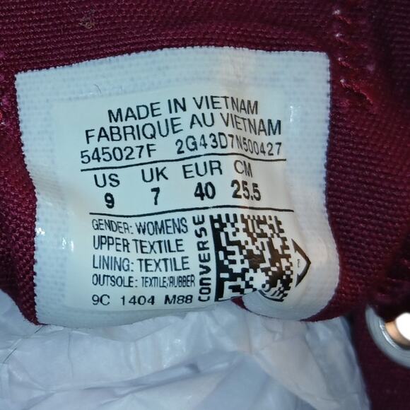 Converse CT All Star Womens Maroon & Silver Low Top Sneakers - Size 9 - Picture 7 of 7